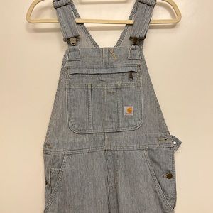 WOMEN'S RELAXED FIT DENIM RAILROAD STRIPE BIB OVERALL